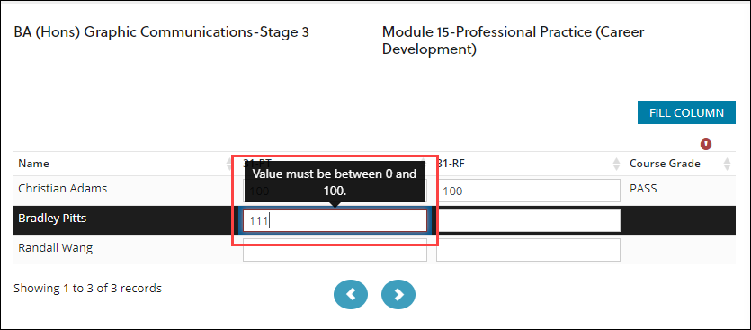 Validation error