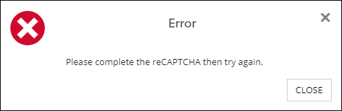 Captcha error message