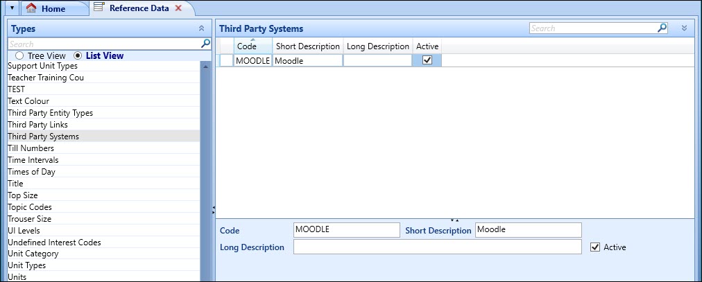 Third Party Systems reference data