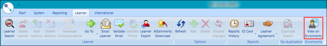 View on Enrolments button