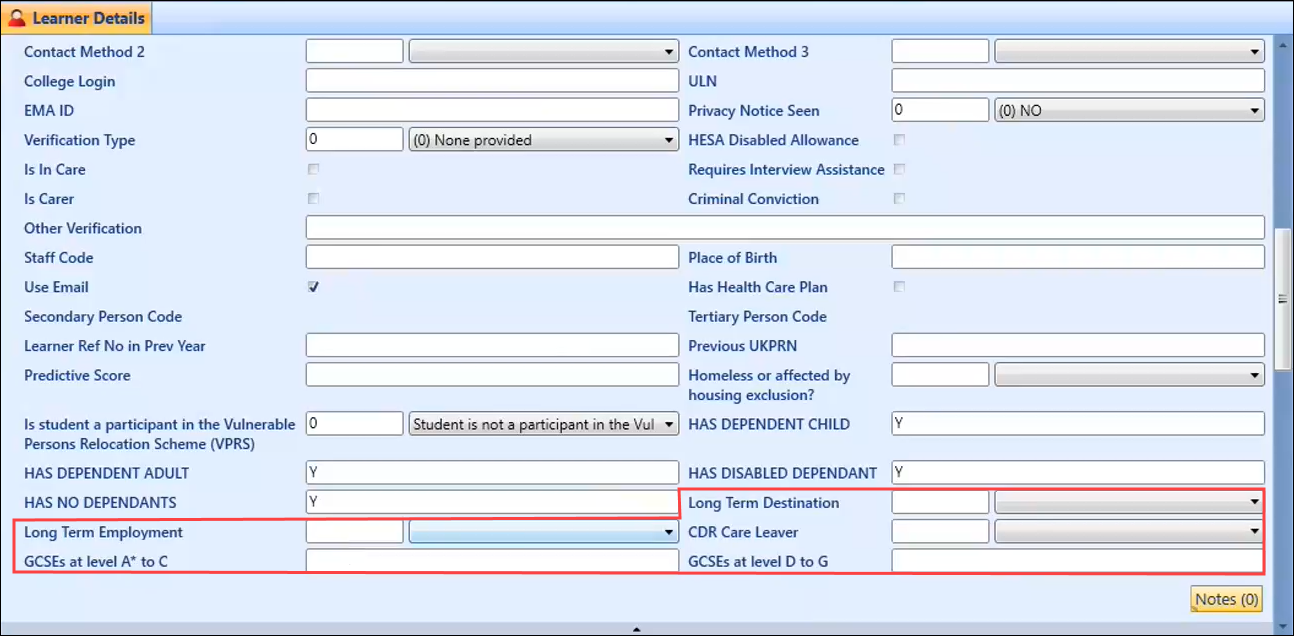 Learner Details screen