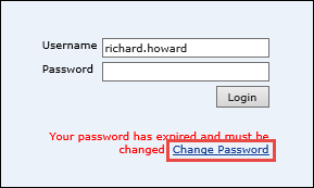 Change Password link