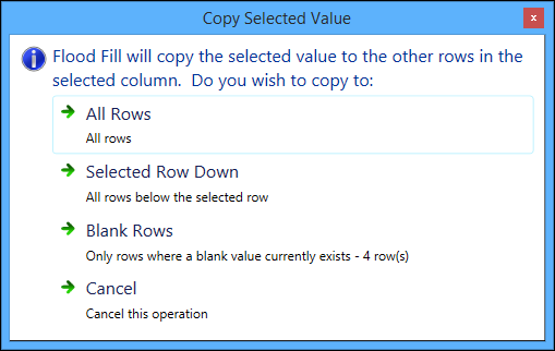 Copy Selected Value window