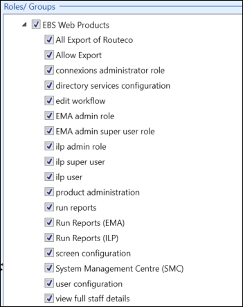 Ebs web products roles and groups