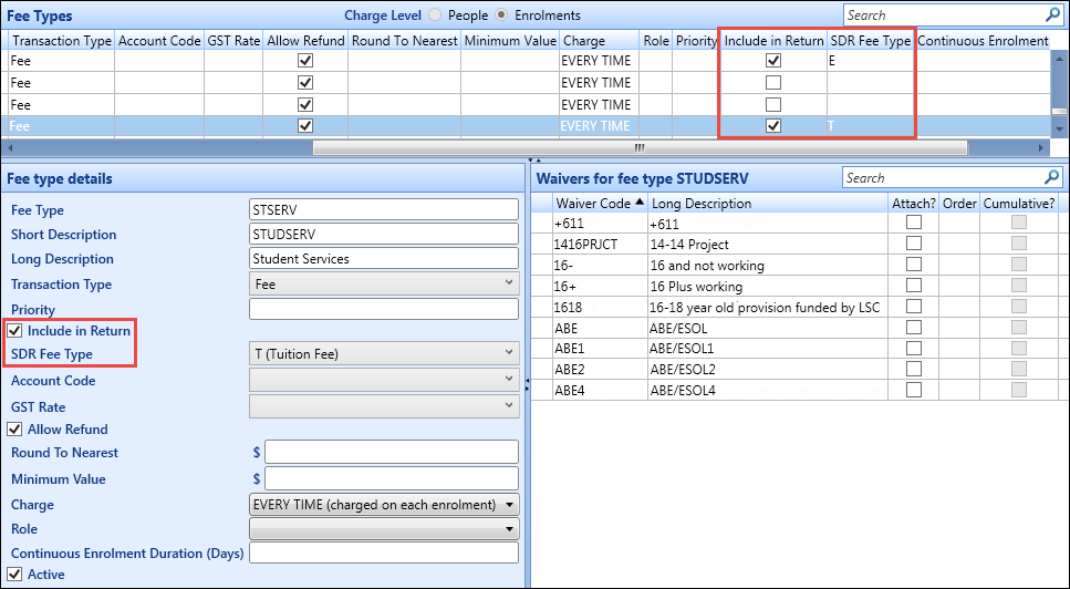 Fee Types reference data