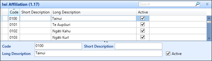 Iwi Affiliation (1.17) reference data