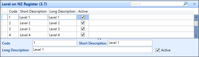 Level on NZ Register (3.7) reference data