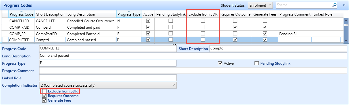 Progress Codes reference data