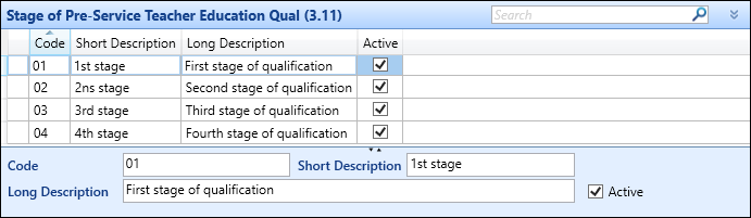 Stage of Pre-Service Teacher Education Qual (3.11) reference data