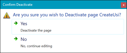 Confirm Deactivate window