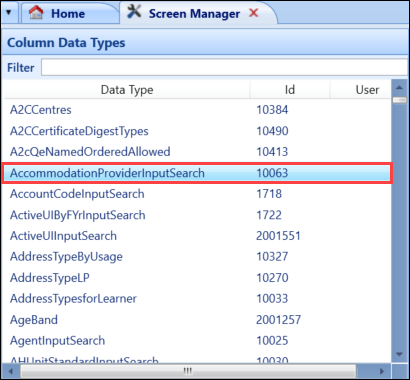 Selected column data type