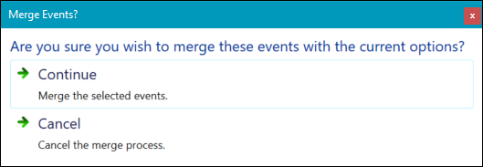 Merge Events confirmation window