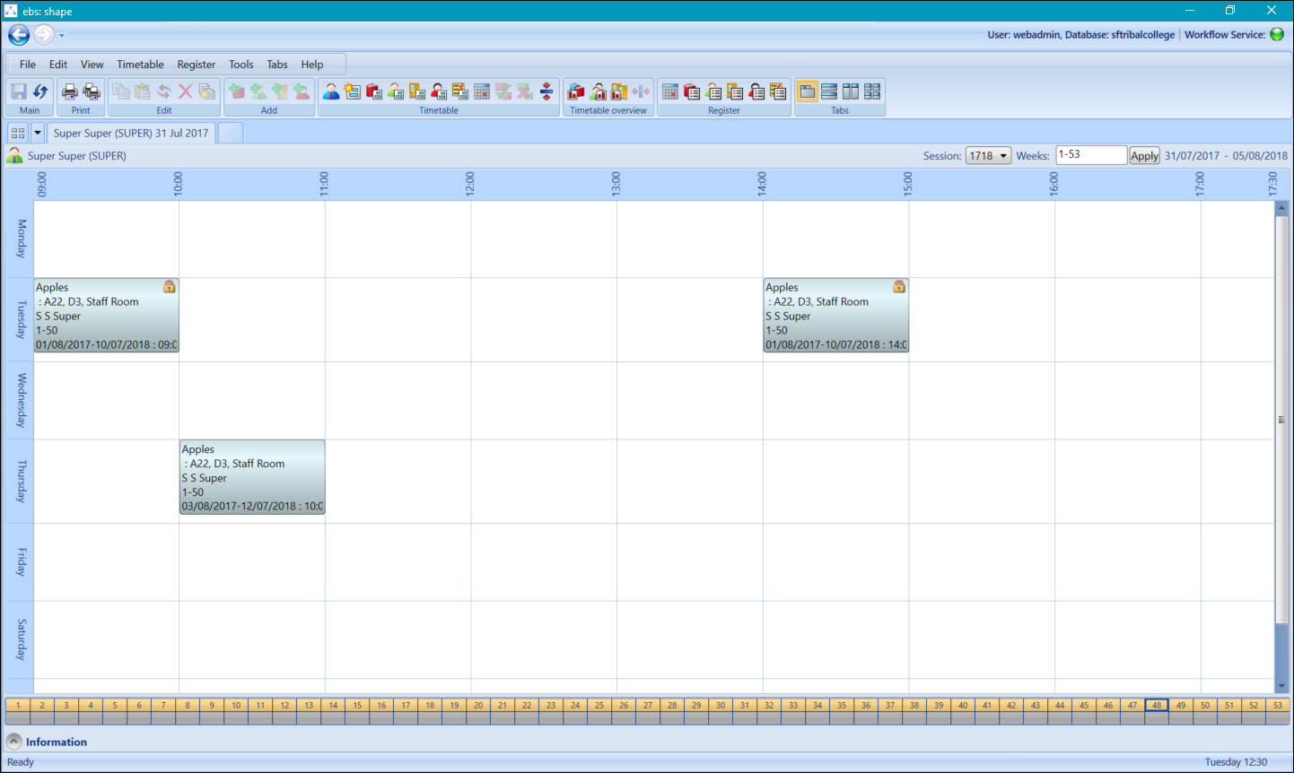 Timetable grid