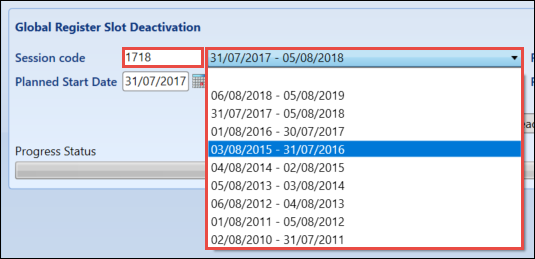 Session code field