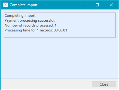 Complete Import window