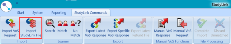 Import StudyLink File button