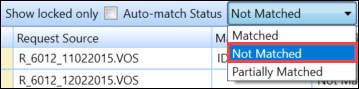 'Not Matched' option in the Auto-Match Status list