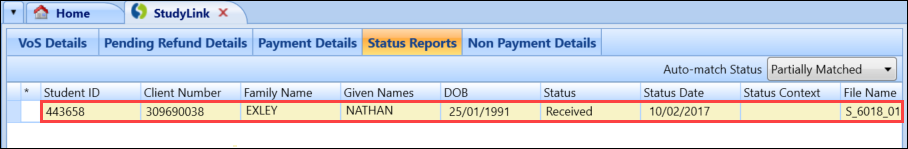 New record in the Status Reports grid