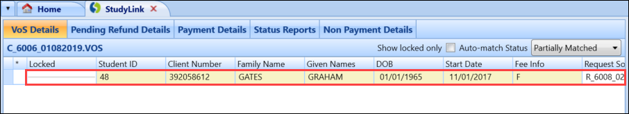 Record added to VoS Details grid