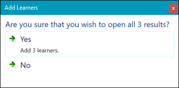 Add learners confirmation message