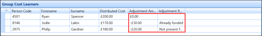 Adjustment Amount and Adjustment Reason fields