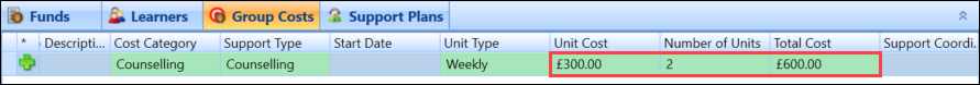 Group cost detail fields