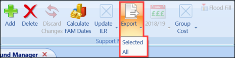 Export button