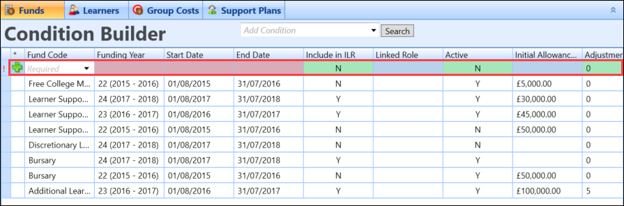 Funds grid