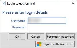 Login to ebs: central window