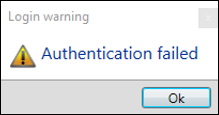 The authentication failed error message