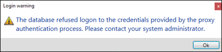 The database refused credentials error message