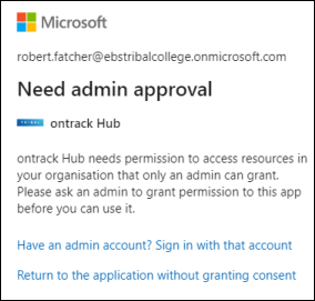 Need admin approval message