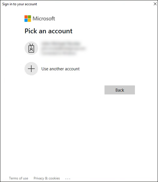 The Sign in to your account window