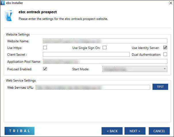 ebs Installer ebs: ontrack prospect screen