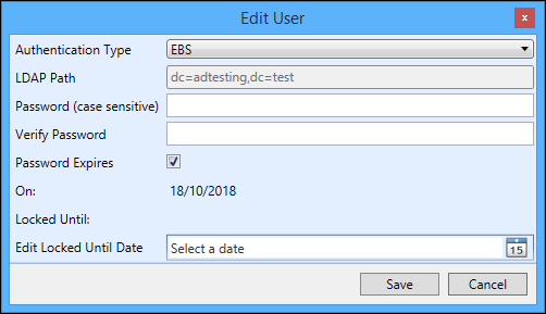 Edit User window