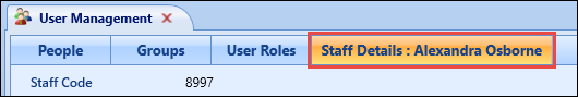 Staff Details tab option