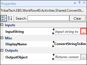 ConvertStringToXml activity properties