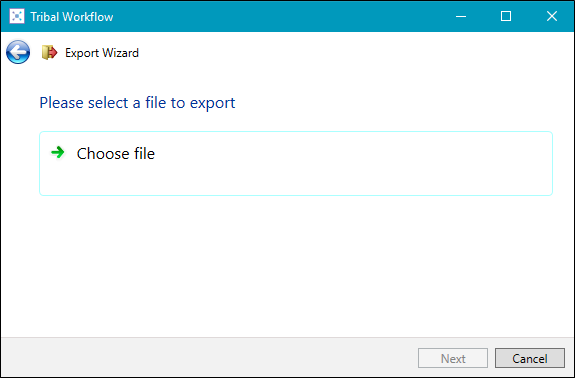 Export wizard choose file