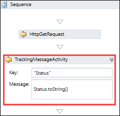 TrackingMessageActivity activity in the Sequence panel