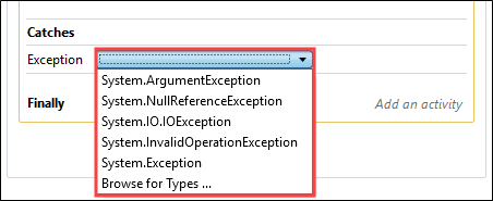 Exception drop-down