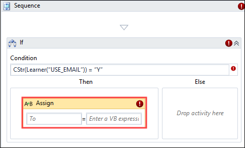 Assign activity added to Then path