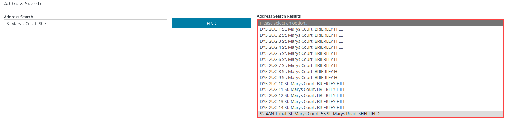 Address Search results