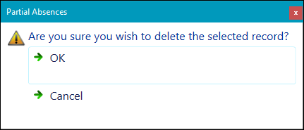 Deletion confirmation message