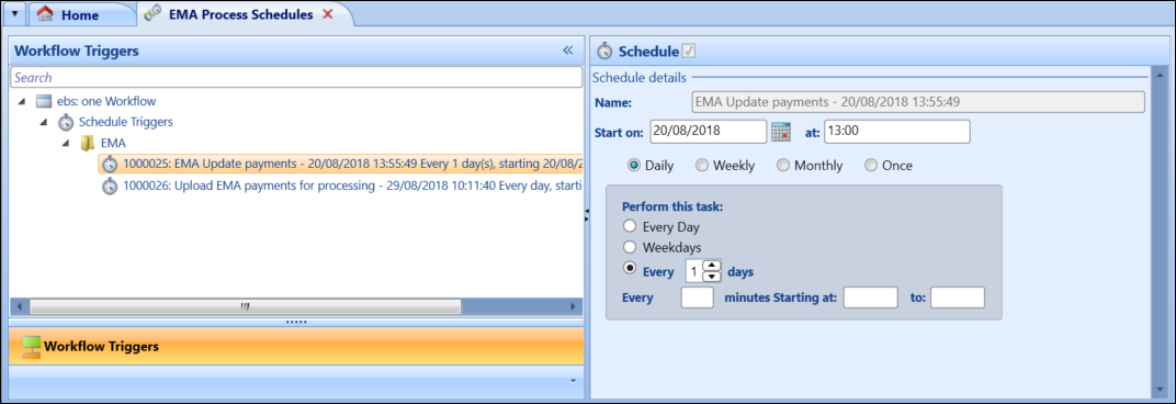 EMA schedule information