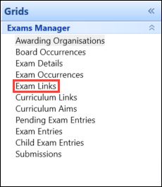 Exam Links Option