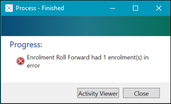 Enrolment Roll Forward Error