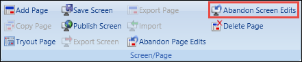 Abandon Screen Edits button