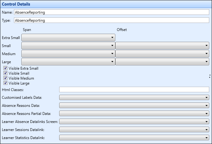 Absence Reporting control details