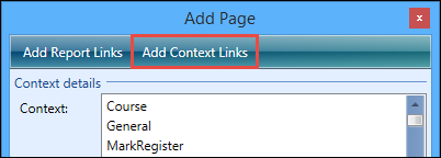 Add Page button - Add Context Links button