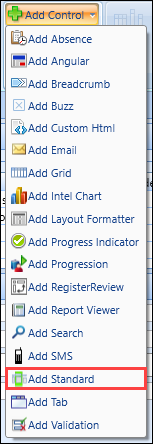 Add Standard control